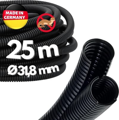 25 meter Kalitec ribbelbuis Twin NW 37 I ribbelslang in twee delen I solar ribbelbuis I marterbeschermingsbuis I lege buis I kabelbescherming AD 42,7 mm ID 31,8 mm
