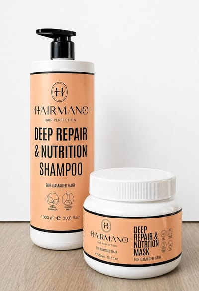 Hairmano Deep Repair & Nutrition Set – Shampoo 1000ml + Hair Mask 450ml – Herstel voor Beschadigd & Droog Haar – Professionele Haarverzorging