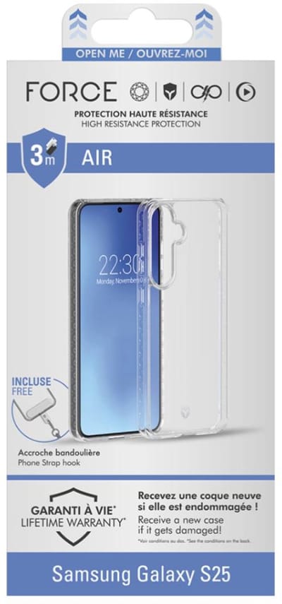 Force Case, Hoesje geschikt voor Samsung Galaxy S25 - Versterkt 3m Air, Transparant