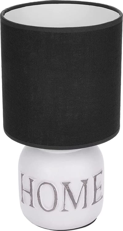 BRUBAKER Tafel- of bedlampje Home - tafellamp met keramische voet en stoffen kap - 32,5 cm hoogte, wit grijs