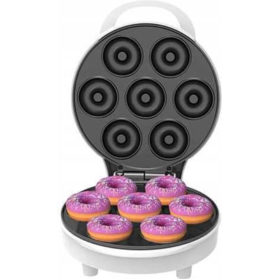 Donut Baker-Bake 7 Donuts voor ONCE, geen vet, snelle traktaties, geen rommel, 1000 W, wit