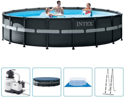 Intex Ultra XTR Frame Zwembad - 610x122 cm - Rond - Met zandfilterpomp + accessoires - Zwembad - Zandfilterpomp - Zwembadtrap - Grondzeil - Afdekzeil