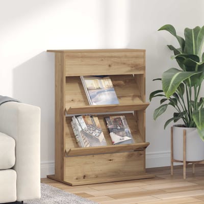 vidaXL - Tijdschriftenrek - Artisan - Eiken - 70 - x - 41 - x - 96 - cm - Bewerkt - hout