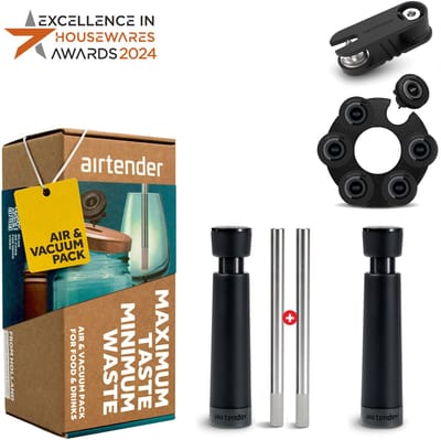 Airtender - Air & Vacuüm Giftbox - Nu met GRATIS 1 + 1 rvs Aerator Wijnbeluchter - Made in Holland - 5 jaar garantie