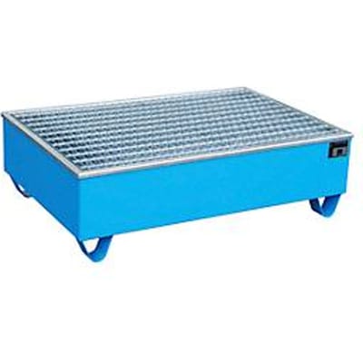BAUER AW-2/PE opvangbak met rooster, 210 l, B 1215 x D 815 x H 365 mm, blauw
