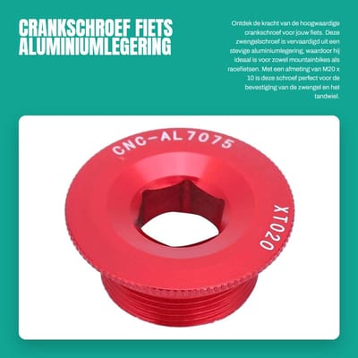 Dailygoods - Crankschroef Fiets - Aluminiumlegering - Duurzaam en Stevig - M20 x 10 - Geschikt voor Mountainbike en Racefiets - Bevestiging Zwengel
