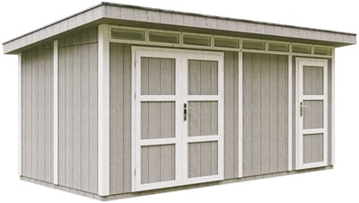 Timbela M905C-TUNDRA GREY - LP SmartSide Tuinhuis op houtbasis - 11,47 m² - 530x279xH237 cm - met vloer en verf