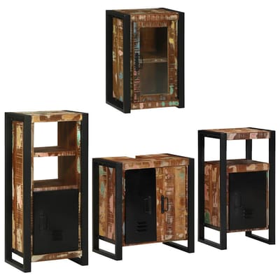 vidaXL - Badkamermeubel - Set - 4 - st - Multikleur - Massief - hergebruikt - hout