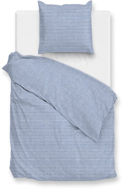 Zohome Dekbedovertrek Striscia di Lino - Denim - Strepen - Dekbedovertrek - 140x200-220 cm - 100% Katoen - Eenpersoons