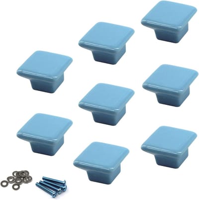 Keramische Deurknoppen met Blauw Handvat voor Kinderkamer - 8 Stuks, Schuifdeuren, Meubelaccessoires, Kindvriendelijk