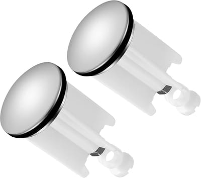 2 stuks verchroomde afvoerstops, universele badstopper, in hoogte verstelbaar, afvoerstop met afdichting voor keuken, badkamer, commerciële wastafel (wit)