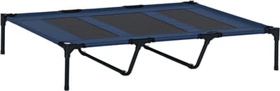 Hondenbed Outdoor - 122 x 92 x 23 cm - Verhoogd + Vouwbaar - Blauw + Zwart