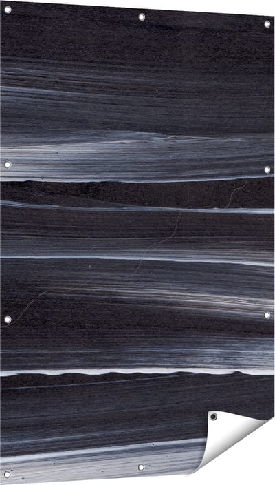 Gards Tuinposter Abstracte Kunst - Zwart met Witte Lijnen - 80x120 cm - Tuindoek - Tuindecoratie - Wanddecoratie buiten - Tuinschilderij