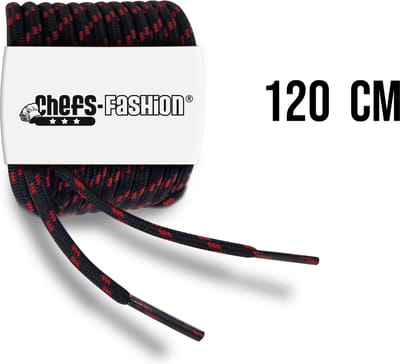 Chefs Fashion - Werk/Wandelschoen Veters - Zwart/Rood - 120cm lang - 4mm dik