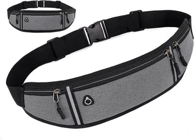 Heuptas I Running Belt I Met Telefoonhouder I Met Smartphonehouder I Reflecterend I Hardlooptas I Grijs