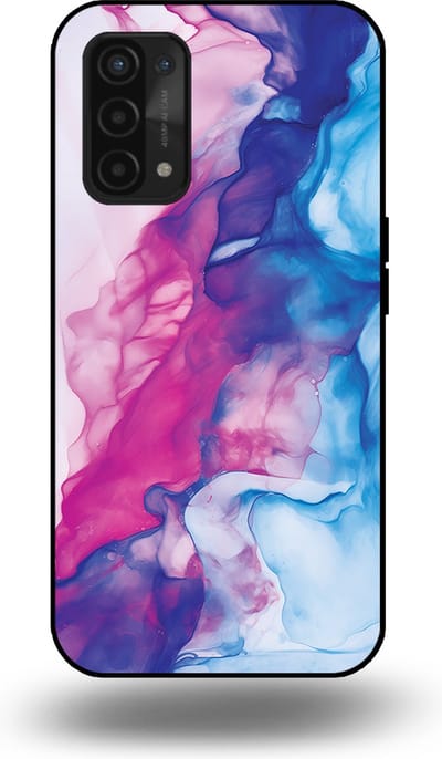 Smartphonica Telefoonhoesje Geschikt voor OPPO A54 5G / A74 5G / A93 5G met Roze Blauw Marmer Opdruk - TPU Backcover Case Rose Blue Marble Design geschikt voor Oppo A54 5G;Oppo A74 5G;Oppo A93 5G