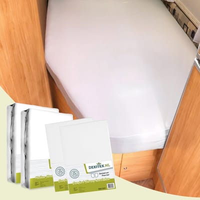 Dexitex Textielpakket Frans bed /2 x Molton / 2 x hoeslaken WIT -LINKS