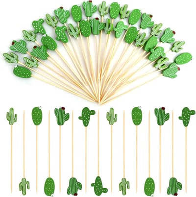 100 Stuks Groene Bamboe Cocktail Picks - 4,7 Inch Tandenstokers Voor Snacks En Drankjes