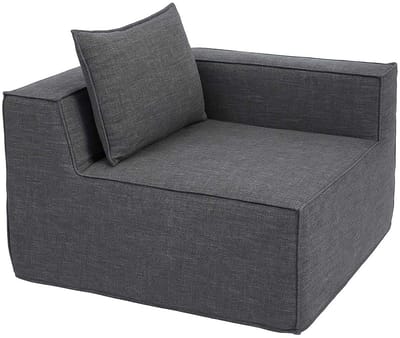 Hoekstuk/accessoire voor bank MCW-O54, loungestoel Gestoffeerde stoel Armleuning, stof/textiel (300 g/m²) 63 x 97 x 97 cm ~ donkergrijs