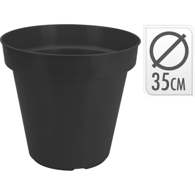 Pro Garden Bloempot - zwart - rond - D35 cm - kunststof - plantenpot - tuin buiten