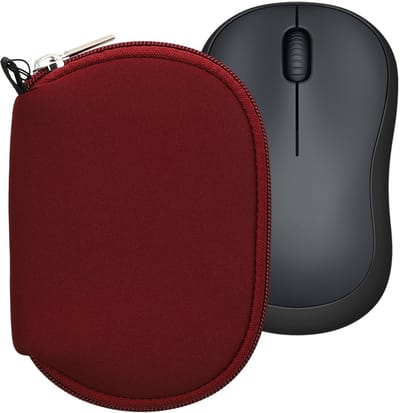 kwmobile computermuis hoes geschikt voor Logitech M220 SILENT / M235 / M185 hoesje - Muis beschermhoes met rits - Mouse case van neopreen in bordeauxrood