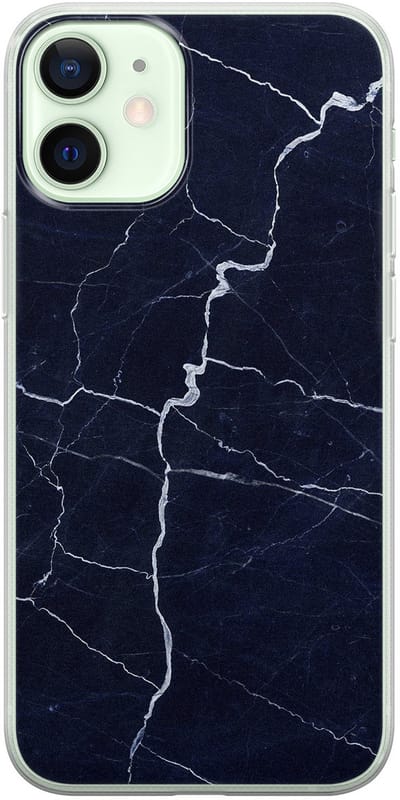 Leuke Telefoonhoesjes - Geschikt voor iPhone 12 Mini - Marmer Navy - Soft case - TPU - Blauw