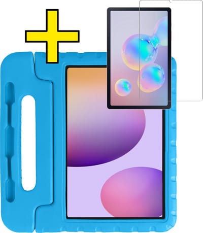 Hoes - Geschikt voor Samsung Galaxy Tab S6 Lite - Met Screenprotector - Kinderhoes Shockproof Bumper - Kidsproof Case - Tablet Hoesje - Kinder Hoesje Cover - Blauw