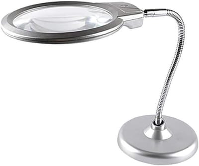Vergrootglas met Lamp - Loep Glas - Kleine Details Bekijken - 10x Vergroting Glas - 130 mm Lens - Zilver