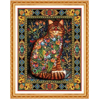DIY Diamond Painting Cross Stitch Bloemen 5D Handwerk Volledige Ronde Boor Icoon Kat Decor Schilderen 20X30CM black