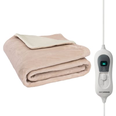 Seranova Elektrische Deken - 160x120 cm - 1 Persoons Warmtedeken - Dubbelzijdig Fleece - Knuffeldeken - Beige