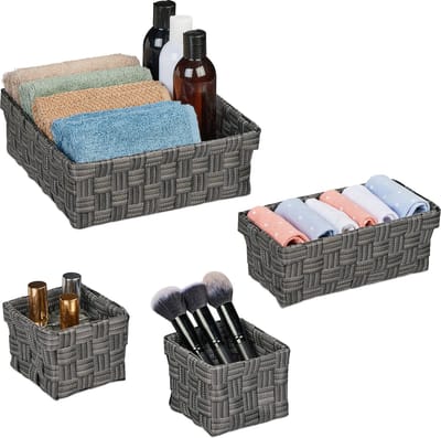 opbergmand set van 4 - gevlochten - met metalen frame - badkamer - woonkamer