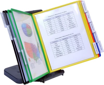 Bureau Organizer - Naslagrek - Documenten Presenteren - Verstelbare Kijkhoek - Compact Gewogen Onderstel - Gekleurde Zakken