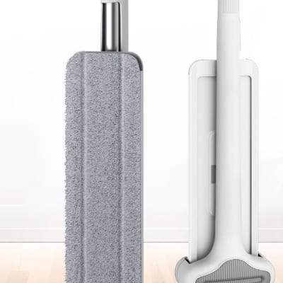 Serpillère Plate Microfibre Mains Libres Manche Long Grande Serpillère Plate Utilisation Sèche et Humide Outil de Nettoyage de Sol 36 Plate Set with 1 Cloth gray
