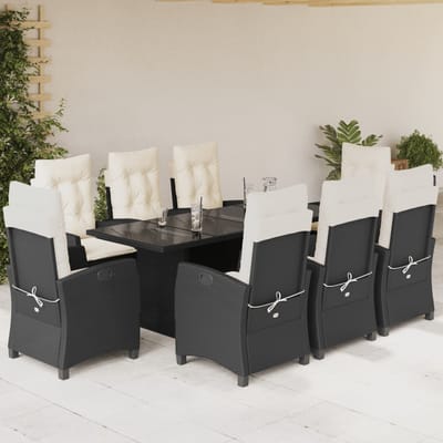 vidaXL - 9-delige - Tuinset - poly - rattan - zwart