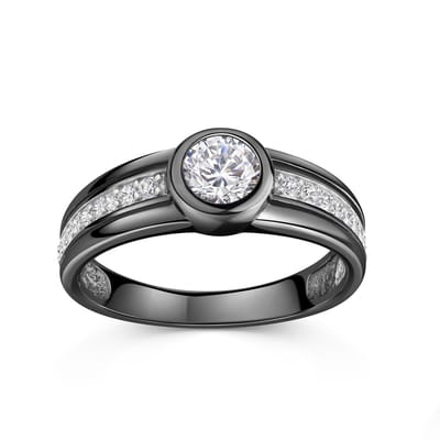 Celesta Silber Ring 925/- Sterling Silber rhodiniert/schwarz Zirkonia