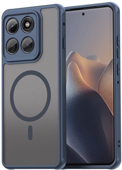 MobyDefend Hoesje - Geschikt voor Motorola Edge 60 Pro - Case Geschikt voor MagSafe - Mat Transparant Met Gekleurde Rand - Blauw