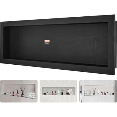 Niche de douche prête pour le carrelage 40,64 x 127 cm, Organisateur à étagère unique, Coins carrés, Niche à encastrer dans le mur, Protection scellée, Rangement moderne pour savon