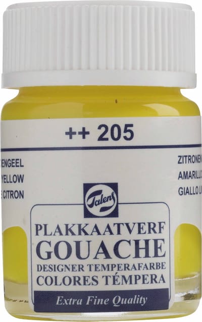 Talens Plakkaatverf Extra Fijn - 16 ml Citroengeel (Primair) 205 - Sterk gepigmenteerde matte lak