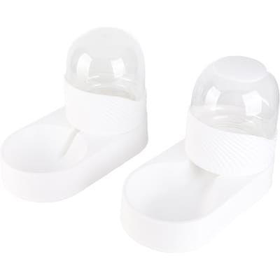 Huisdier Water Voedsel Dispenser Transparant Verwijderbaar Automatisch Kattenvoerder Waterbak Set voor Hond Puppy wit