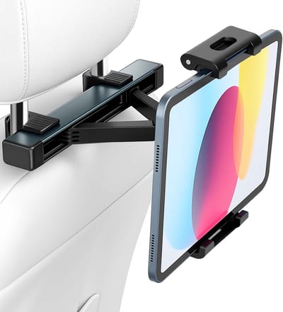 Auto Tablethouder, Universele Hoofdsteunbevestiging, 360° Rotatie en Uitschuifbaar, Compatibel met iPad Air/Kindle Fire HD/Switch, Alle 4,7-13 Inch Apparaten