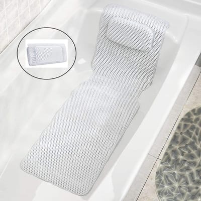Full Body Badmat | Antislip | 125 x 36 cm | Badkamer accessoires | Gewatteerd | Hoofdkussen