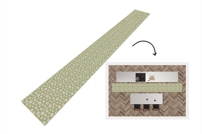 Keukenloper 400x50 cm - Keukenmat vinyl Vintage - Patronen - Bloemen - Madelief - Keukenmatten loper - Keuken vloerkleed tapijt