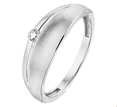 Zilver Gerhodineerde Ring zirkonia poli/mat 1329902 16.50 mm (52)