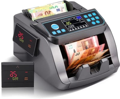 Geldtelmachine - Bankbiljet Tellen - Snel Geld Verwerken - 5 Soorten Detectie - 1000 Biljetten/Min - Zwart