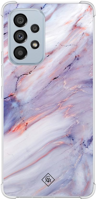 Casimoda® hoesje - Geschikt voor Samsung Galaxy A53 - Marmer Paars - Shockproof case - Extra sterk - Siliconen/TPU - Paars, Transparant