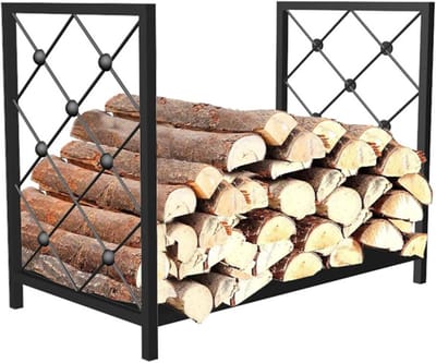 Houtrek - Houtopslag - Haardhout Opslag - Gesmeed IJzer - 60x35x48cm - Zwart