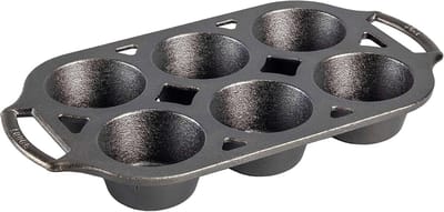 Muffin Bakvorm - Cupcake Tin - Lekkere Muffins Bakken - Gietijzer Gesezoneerd - 6 Vormen - Zwart