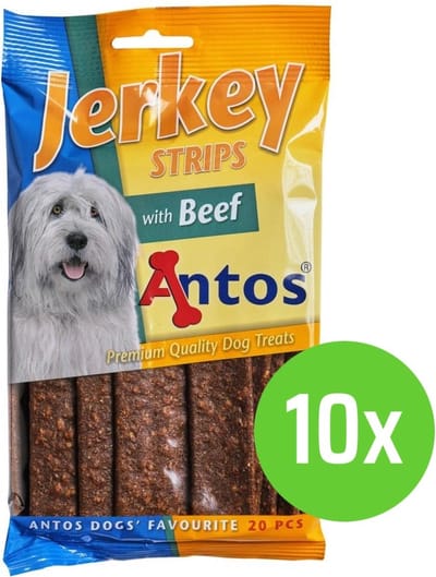 Antos Jerkey Strips Rund - hondensnack - 20 Stuks - 10 Verpakkingen