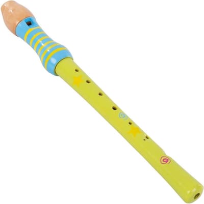 Houten Blokfluit - Muziek Instrument - Muziek Leren - Duitse Vorm - 32.5 cm - Groen