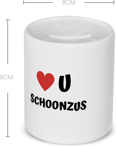 Akyol - love u schoonzus Spaarpot - Zus - de liefste schoonzus - verjaardag - cadeautje voor zus - zus artikelen - kado - geschenk - 350 ML inhoud